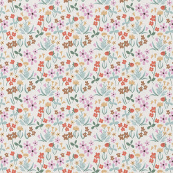 Algodón estampado MATHILDE Crudo / Rojo